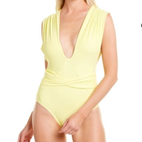 Sports Illustrated Swim Faux Sleeve One-Piece Women’s SZ Small Butter Yellow - Picture 1 of 8